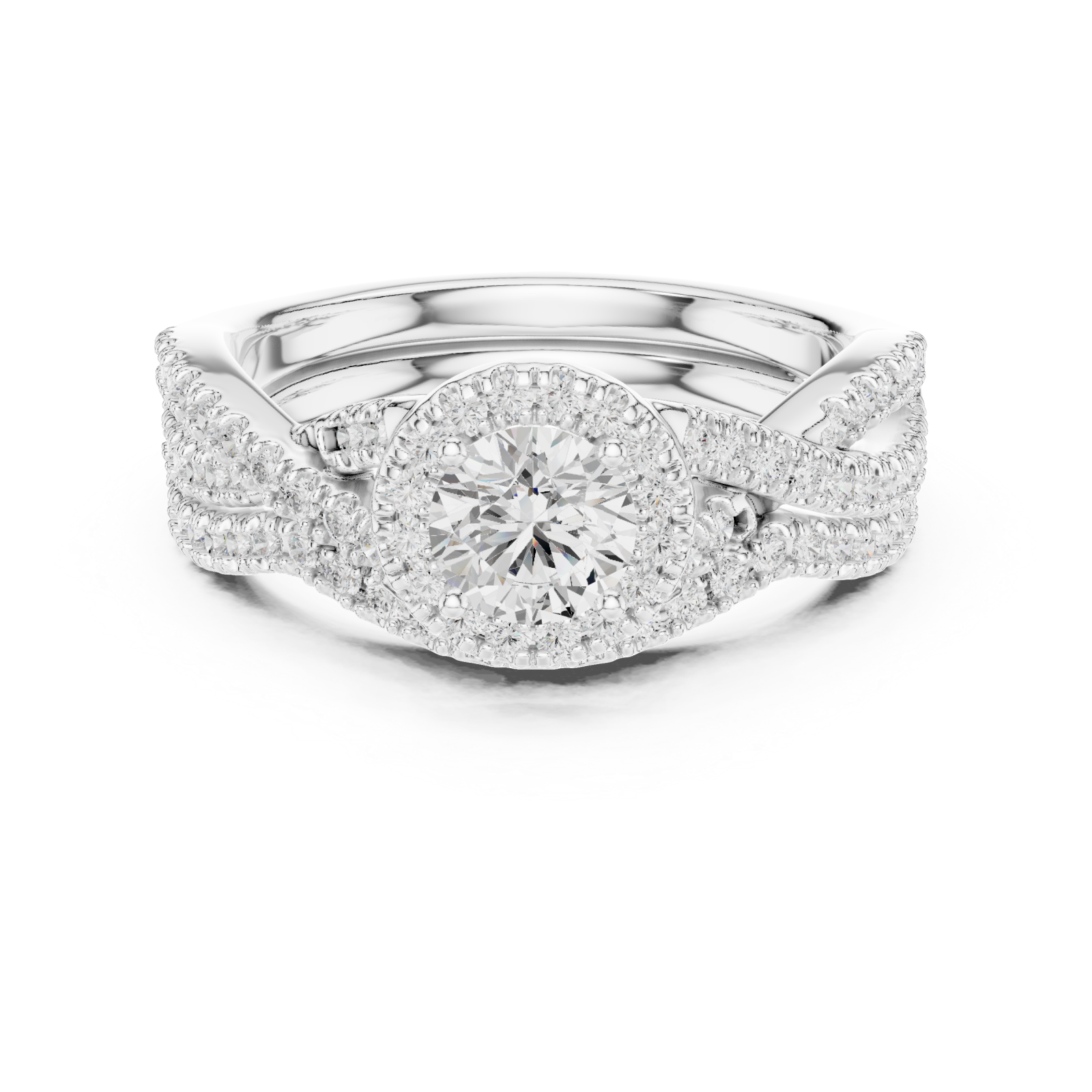  White Gold Celestial Halo Embrace Ring Front View