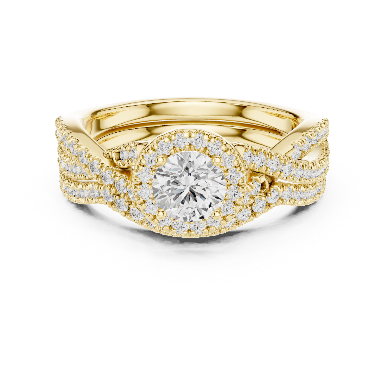  Gold Celestial Halo Embrace Ring Front View