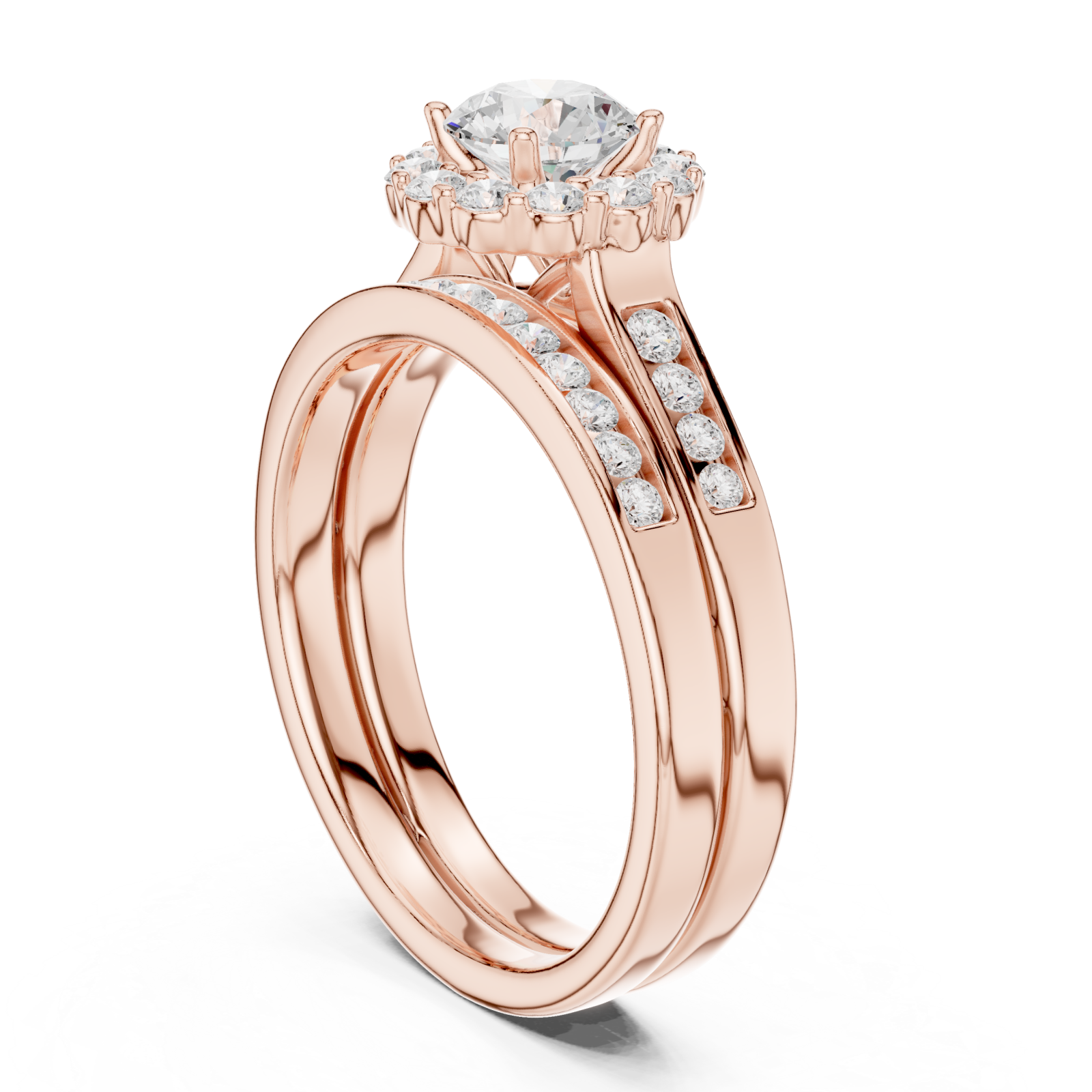  Rose Gold Luminous Elegance Anniversary Ring Left View
