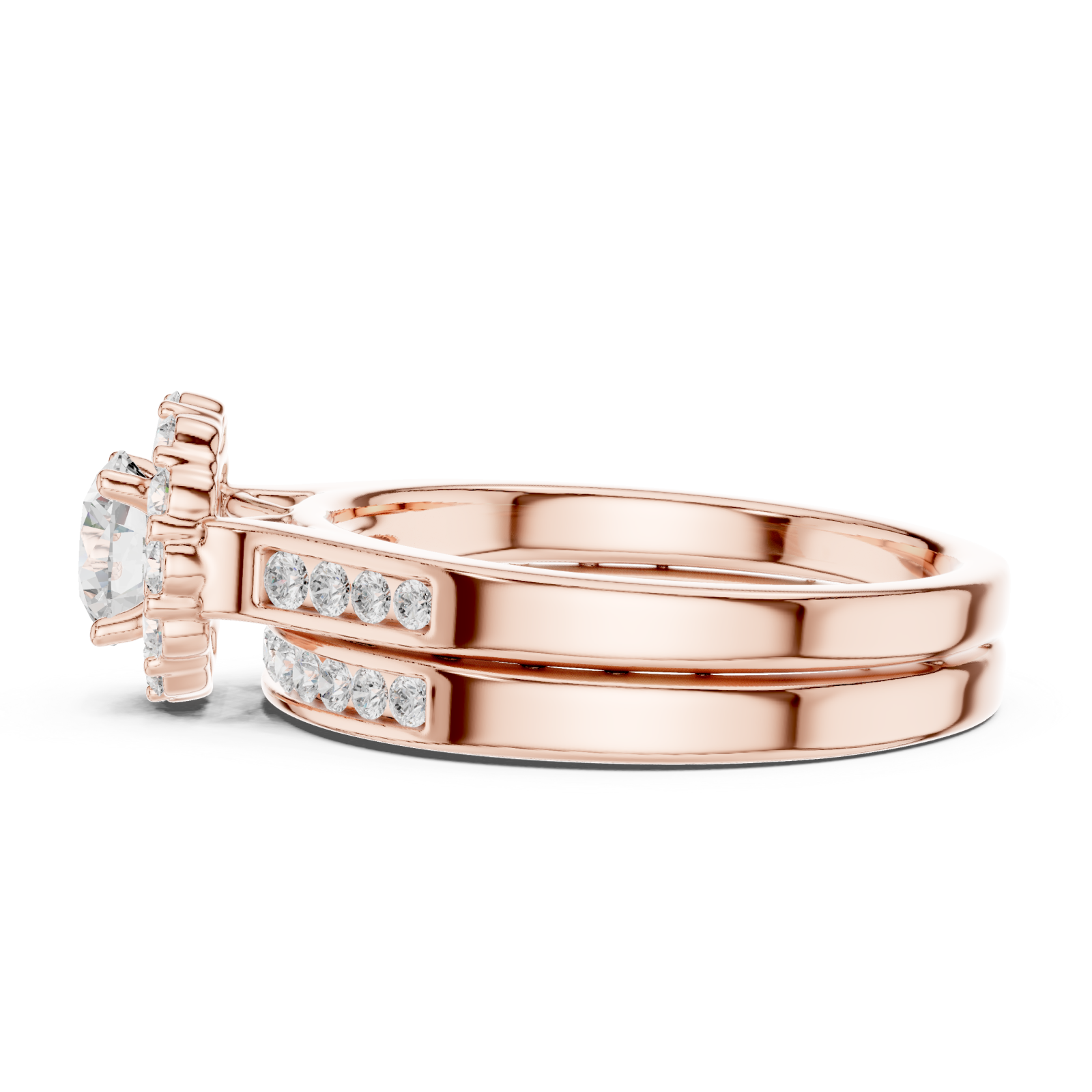  Rose Gold Luminous Elegance Anniversary Ring Side View