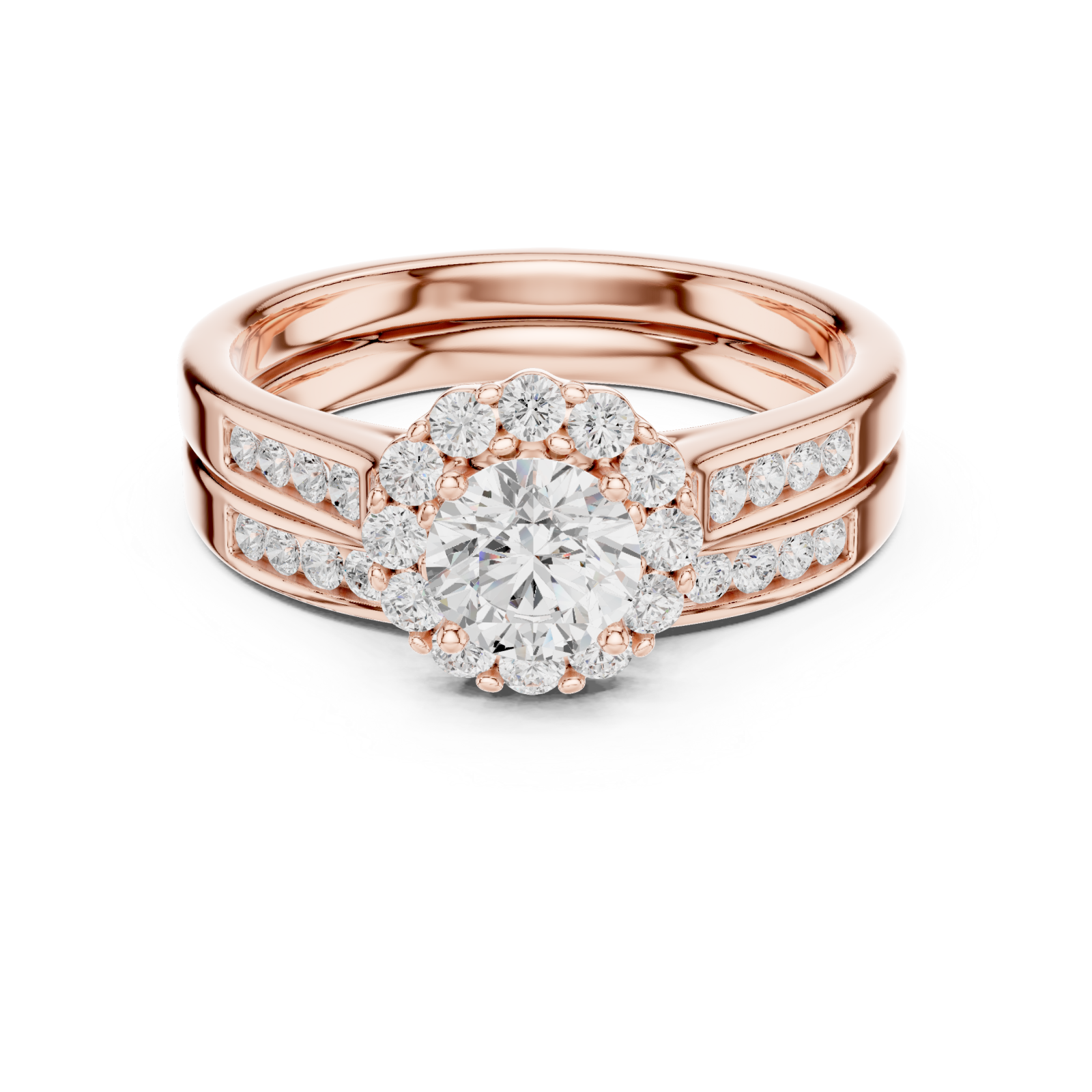  Rose Gold Luminous Elegance Anniversary Ring Front View