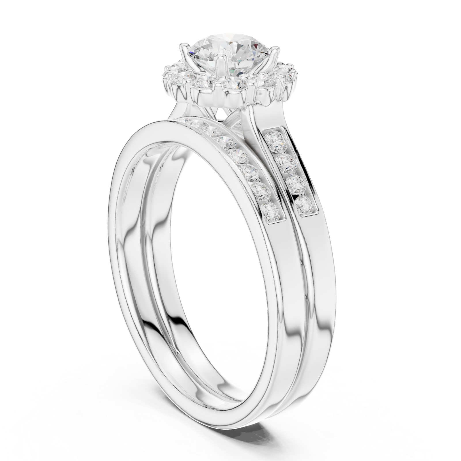  White Gold Luminous Elegance Anniversary Ring Left View