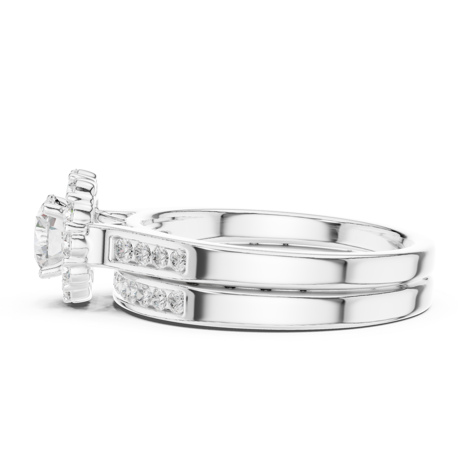  White Gold Luminous Elegance Anniversary Ring Side View
