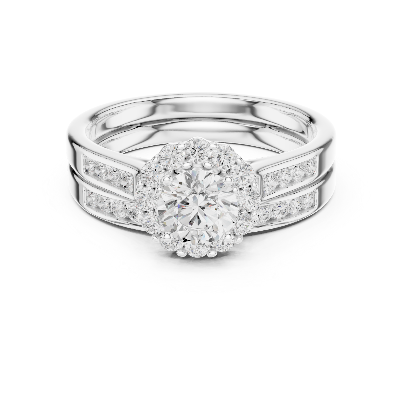  White Gold Luminous Elegance Anniversary Ring Front View