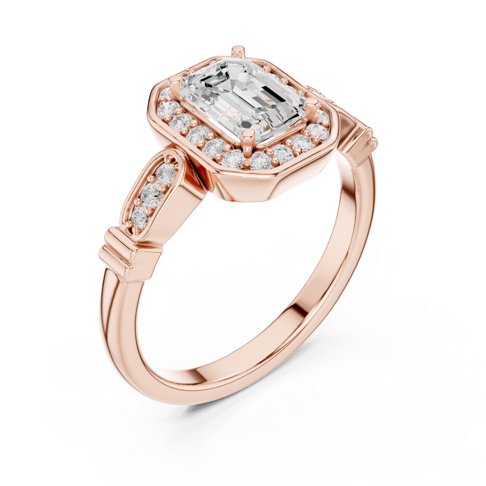  Rose Gold Imperial Embrace Halo Ring Right View