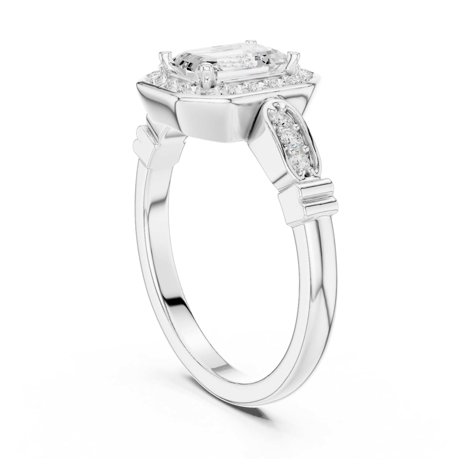  White Gold Imperial Embrace Halo Ring Left View
