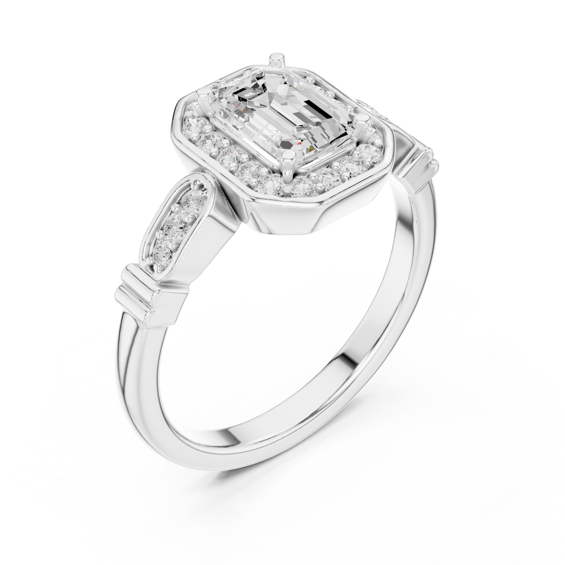  White Gold Imperial Embrace Halo Ring Right View