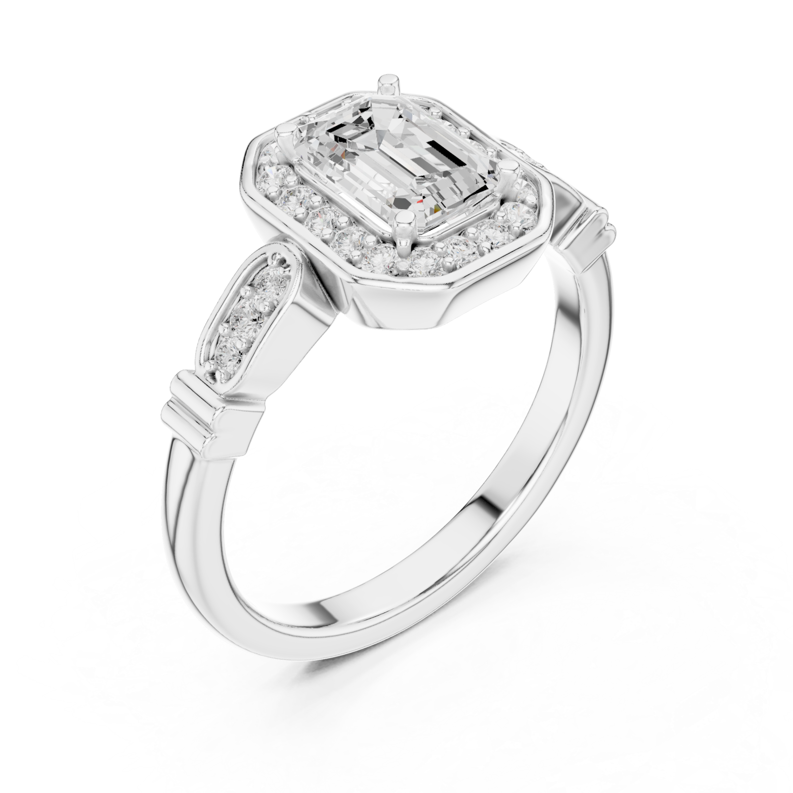  White Gold Imperial Embrace Halo Ring Right View