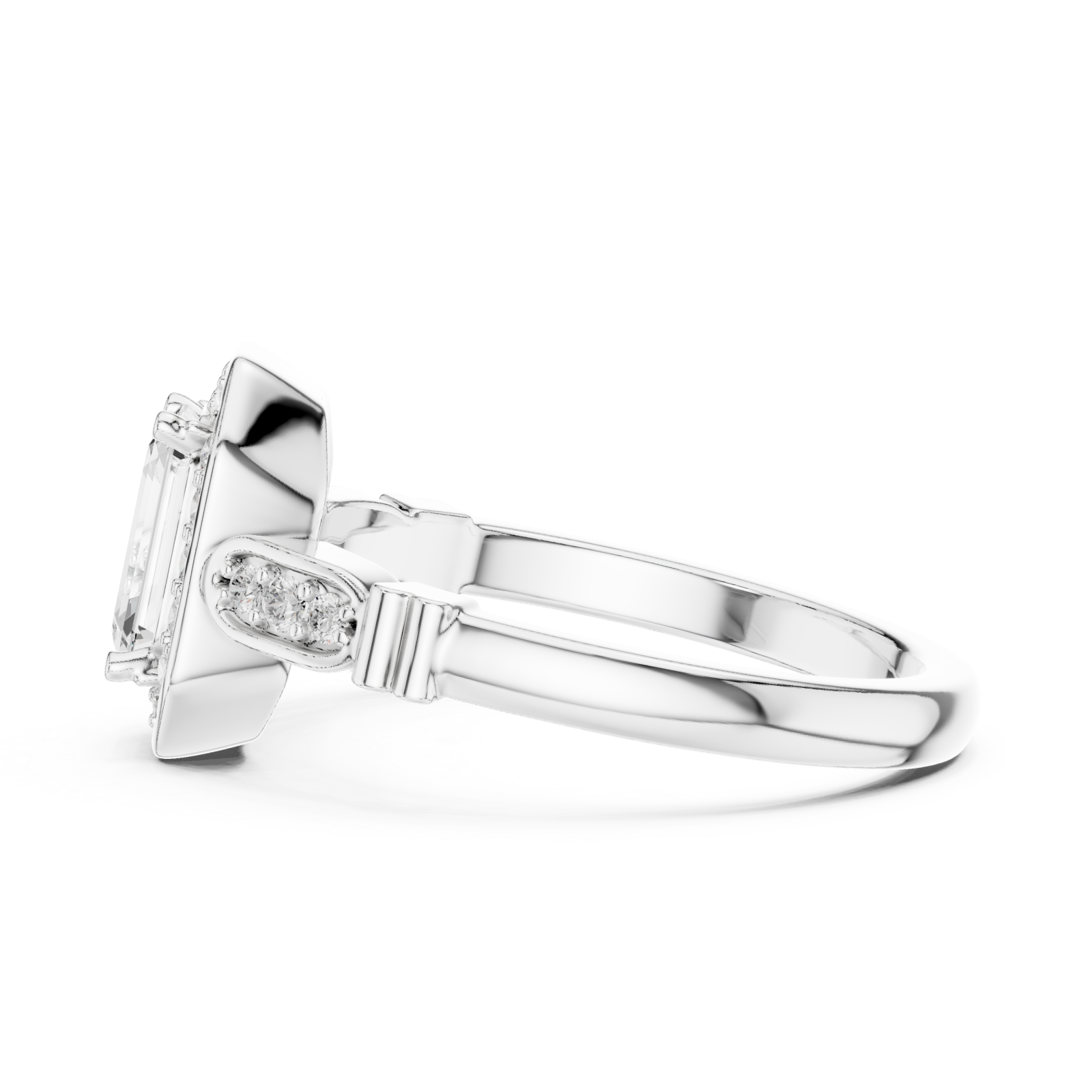  White Gold Imperial Embrace Halo Ring Side View