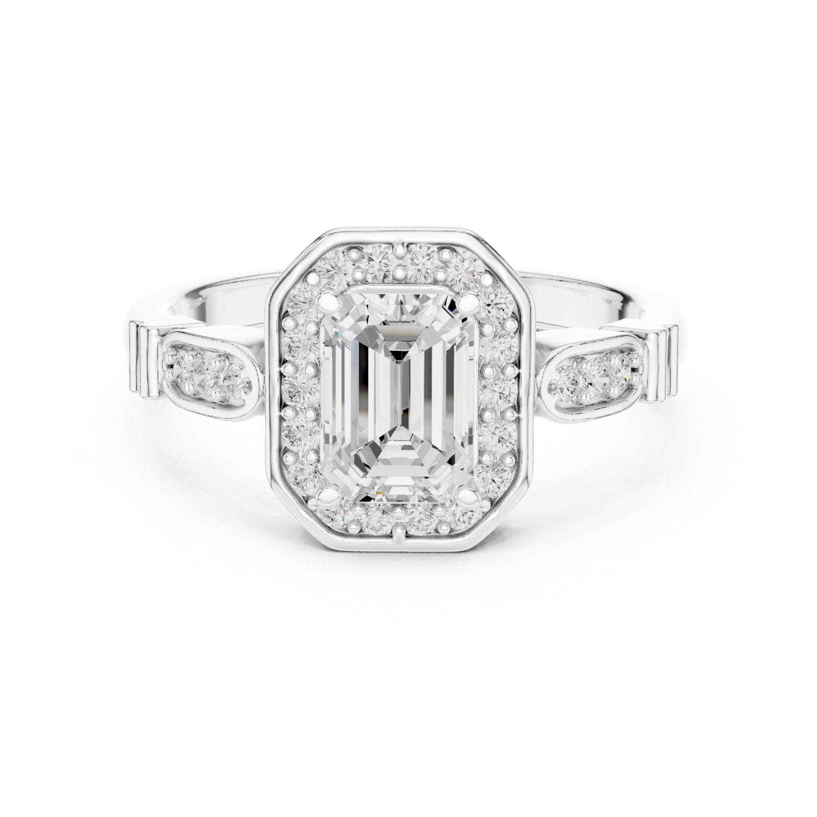  White Gold Imperial Embrace Halo Ring Front View
