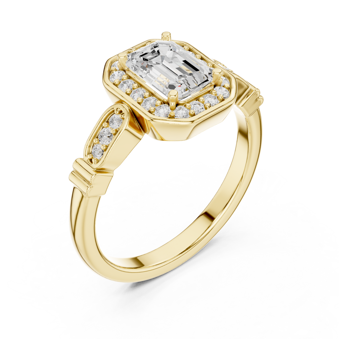 Gold Imperial Embrace Halo Ring Right View