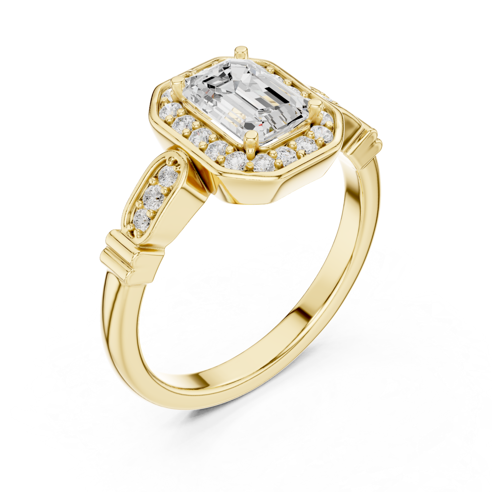 Gold Imperial Embrace Halo Ring Right View
