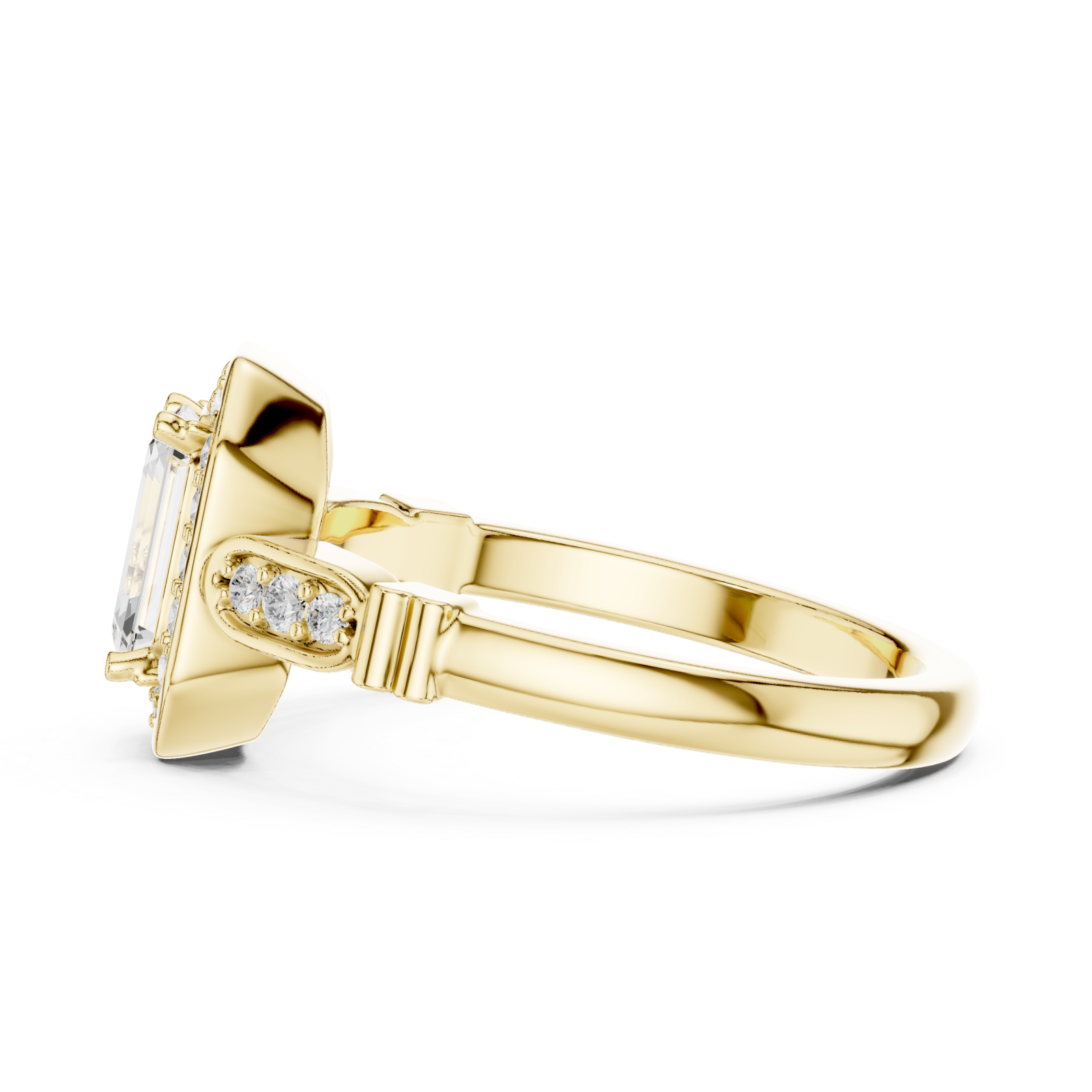  Gold Imperial Embrace Halo Ring Side View
