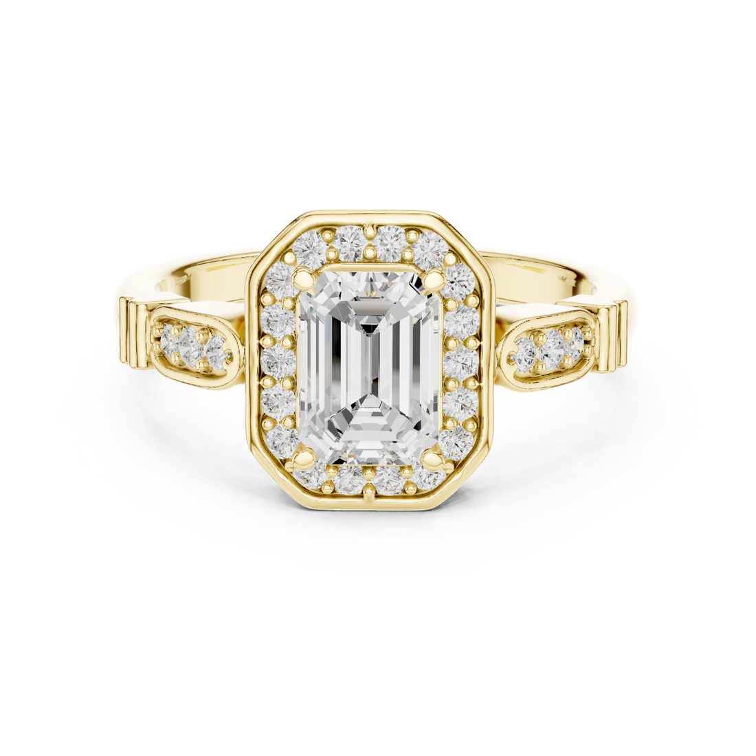 Gold Imperial Embrace Halo Ring Right View