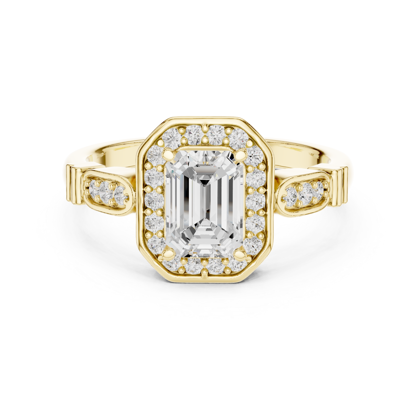  Gold Imperial Embrace Halo Ring Front View
