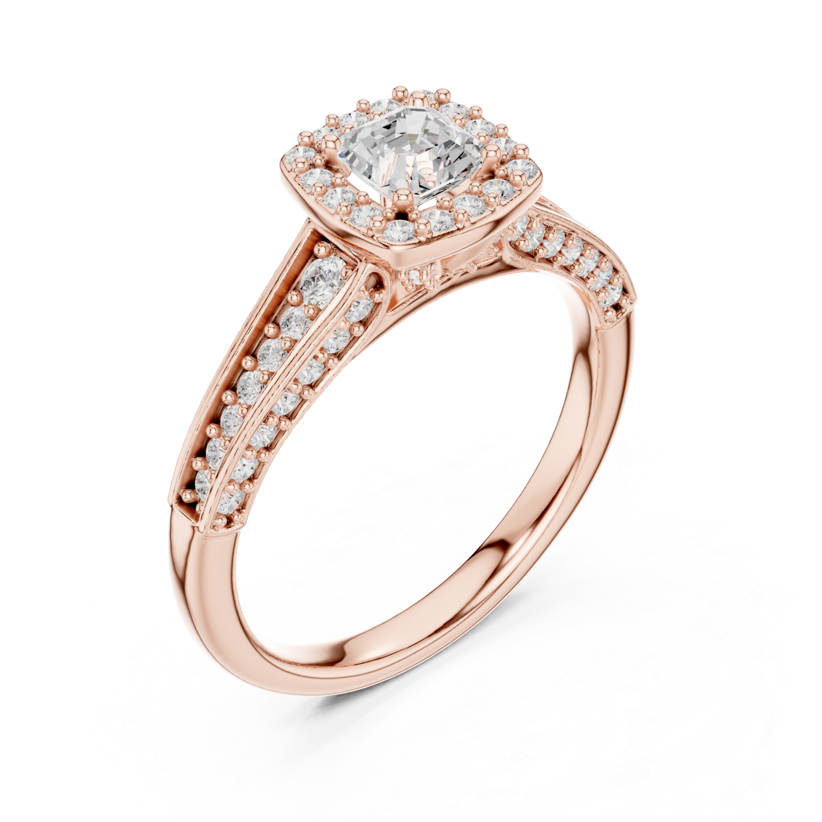  Rose Gold Radiant Elegance Pavé Halo Band Ring Right View