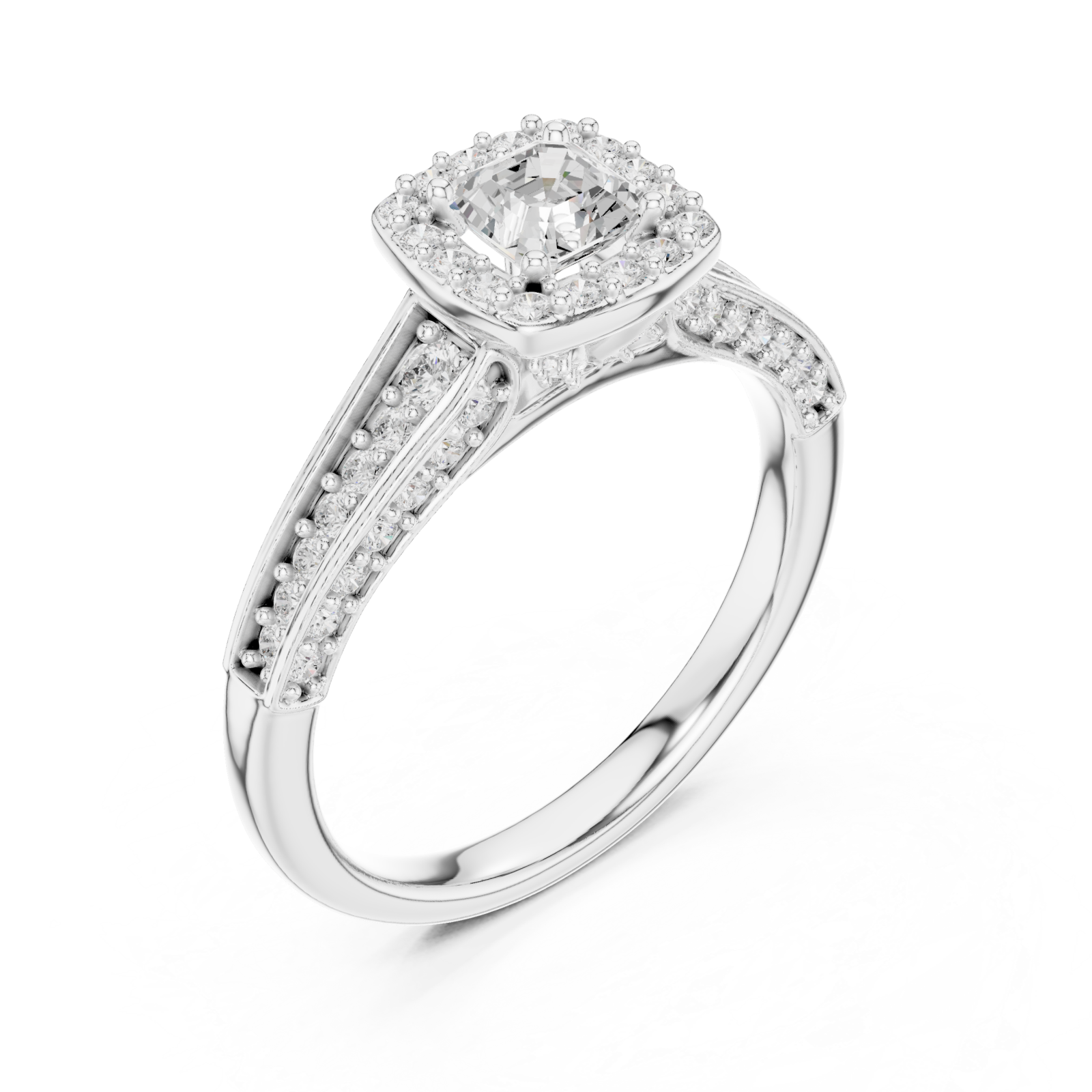  White Gold Radiant Elegance Pavé Halo Band Ring Right View