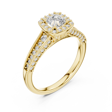Gold Radiant Elegance Pavé Halo Band Ring Right View