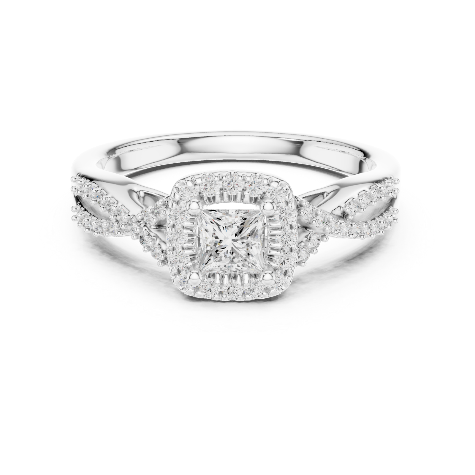  White Gold Royal Vine Harmony Band Front View
