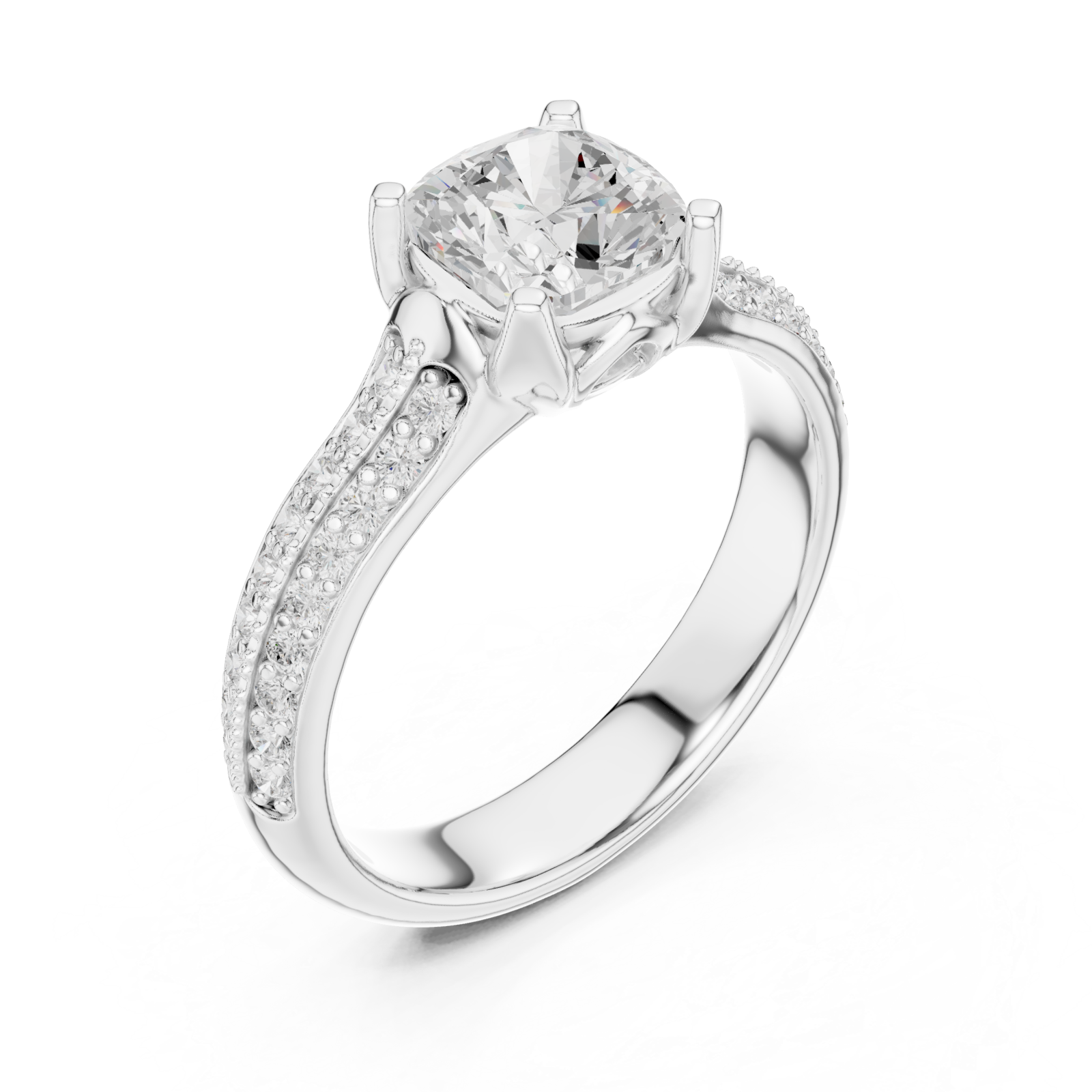  White Gold Graceful Embrace Cushion Halo Ring Right View