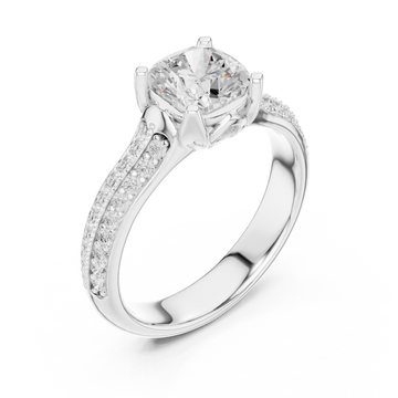  White Gold Graceful Embrace Cushion Halo Ring Right View