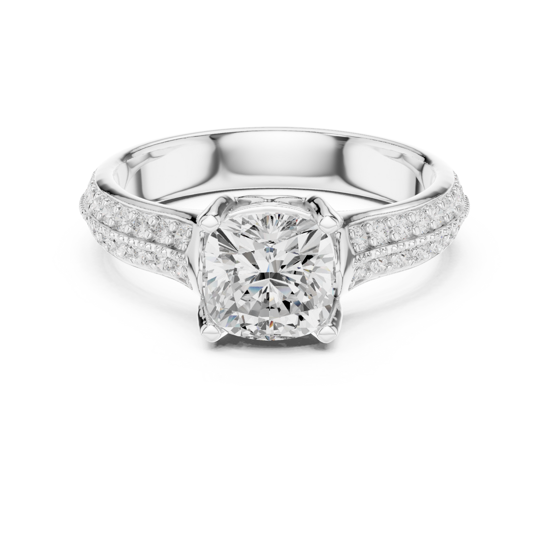 White Gold Graceful Embrace Cushion Halo Ring Right View