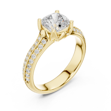 Gold Graceful Embrace Cushion Halo Ring Right View