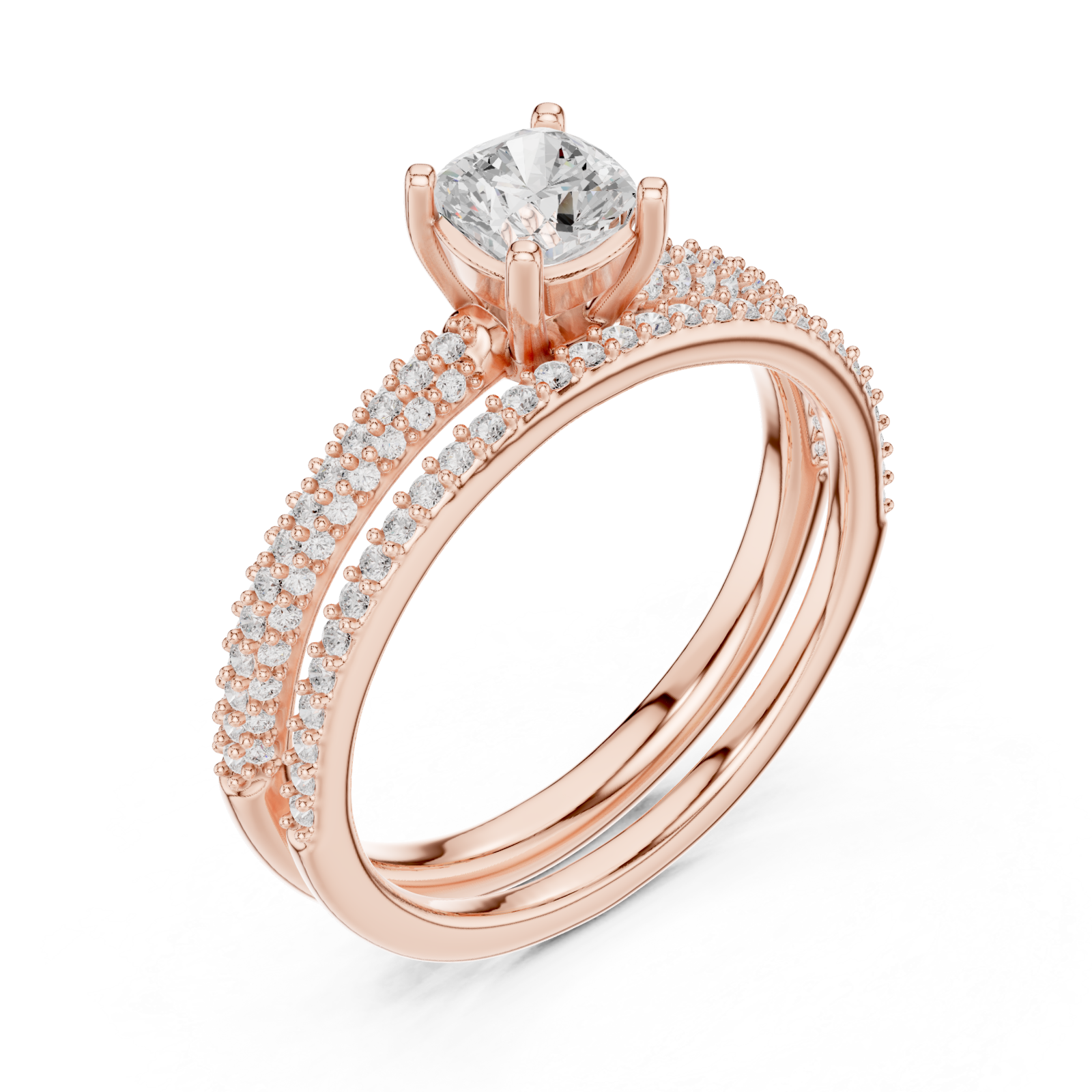  Rose Gold Lustrous Embrace Pavé Band Ring Right View