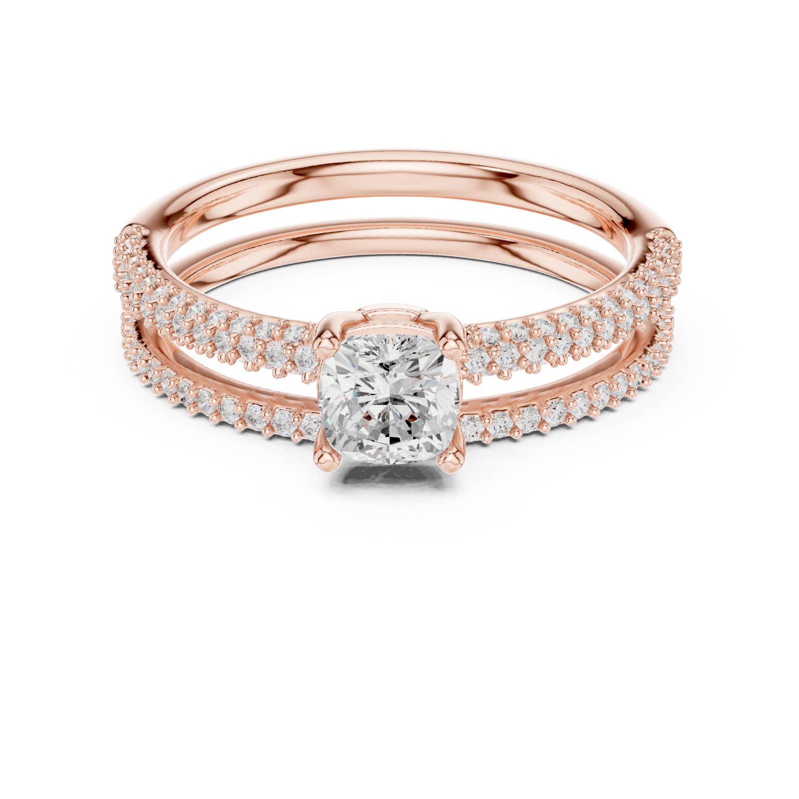  Rose Gold Lustrous Embrace Pavé Band Ring Front View