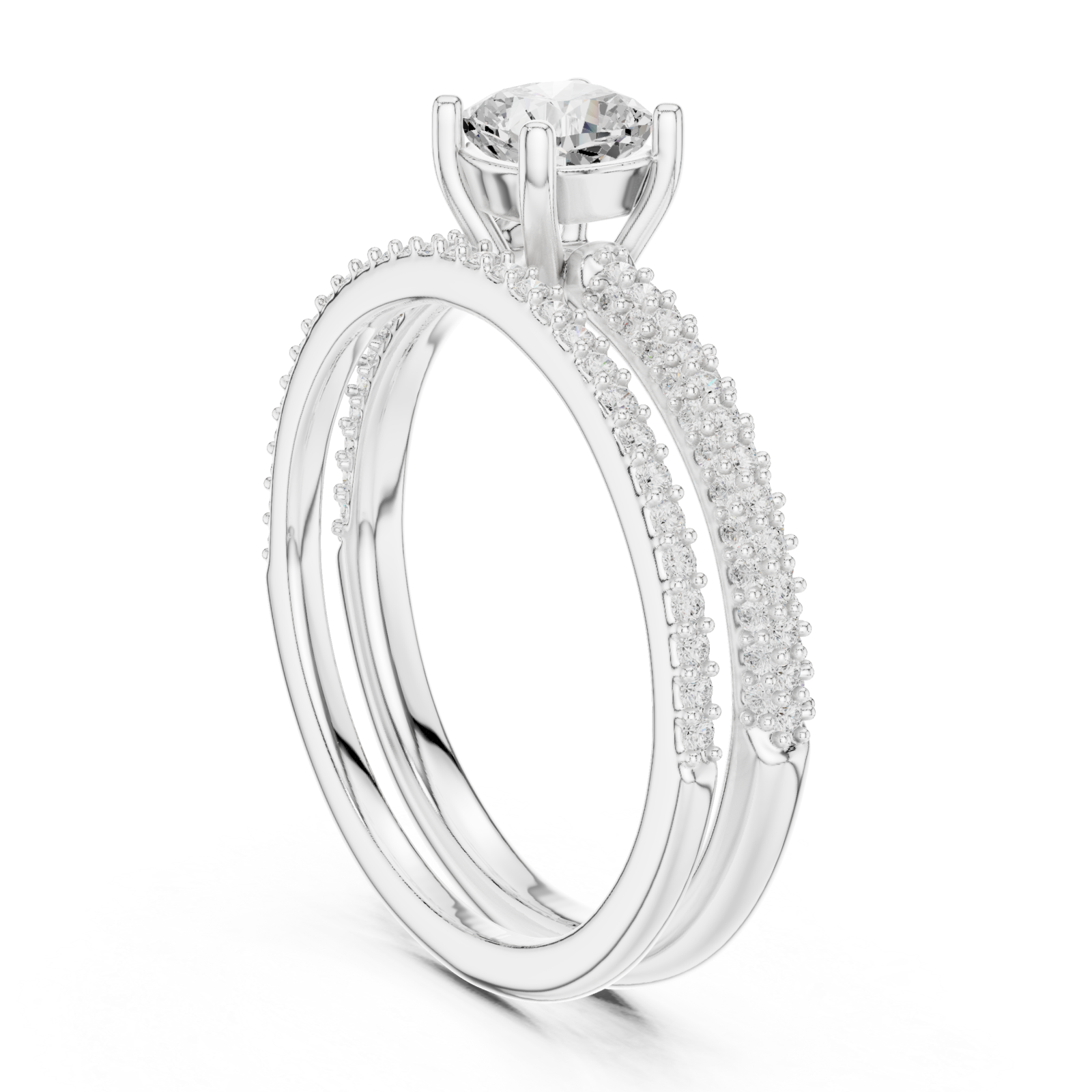  White Gold Lustrous Embrace Pavé Band Ring Left View