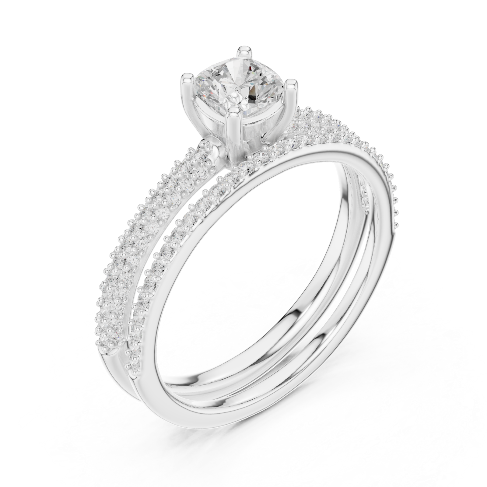  White Gold Lustrous Embrace Pavé Band Ring Right View