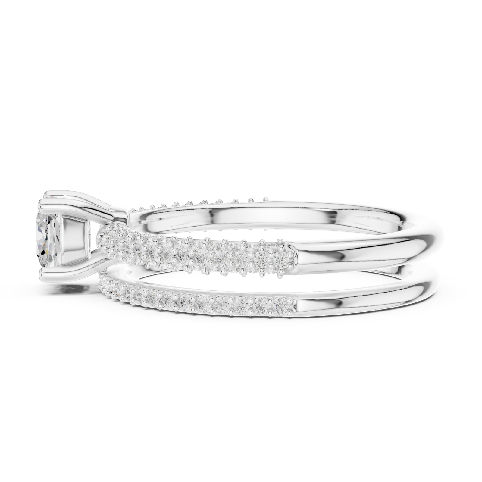  White Gold Lustrous Embrace Pavé Band Ring Side View