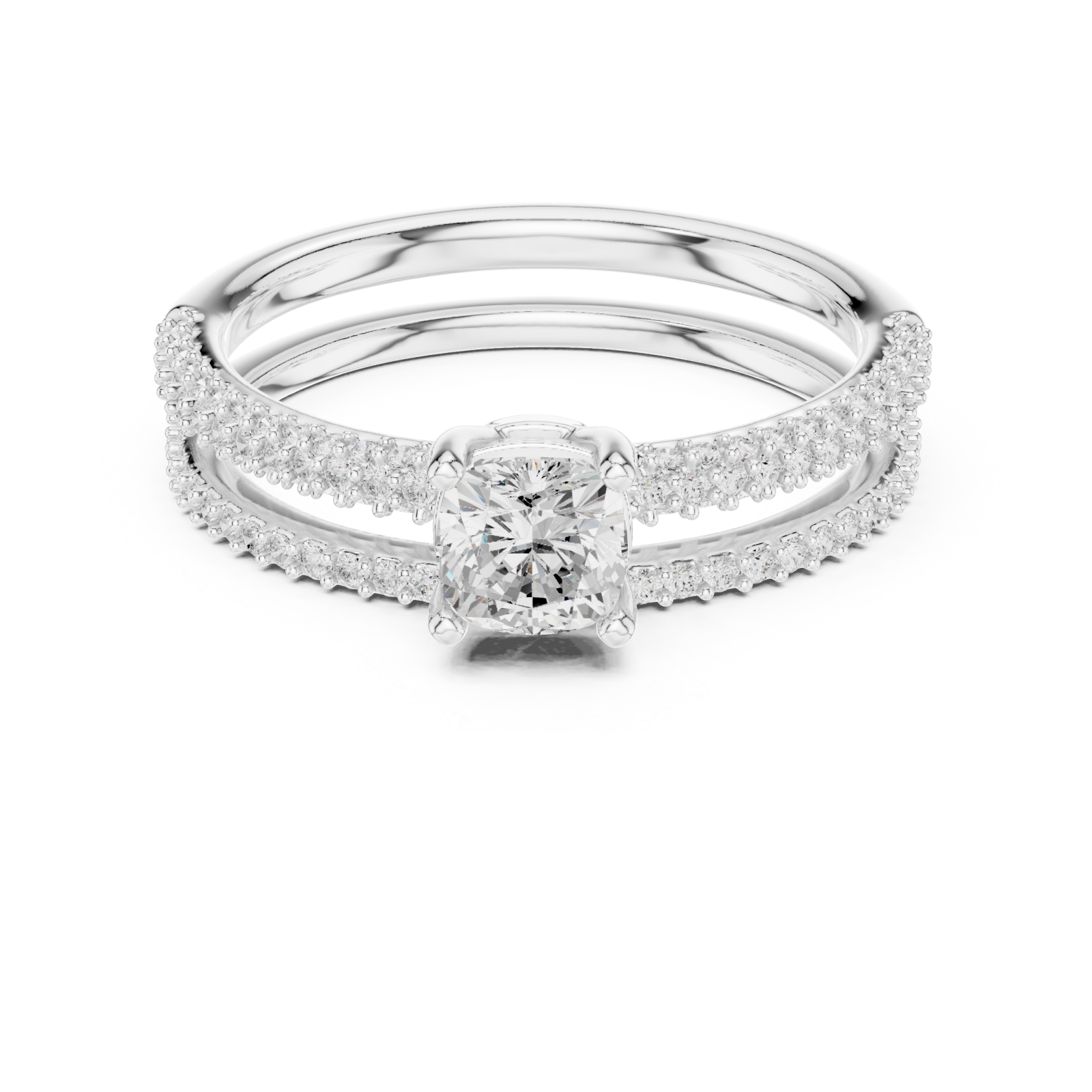  White Gold Lustrous Embrace Pavé Band Ring Front View
