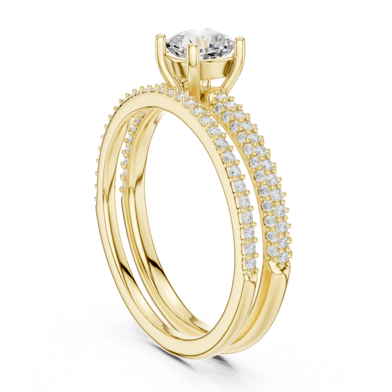  Gold Lustrous Embrace Pavé Band Ring Left View