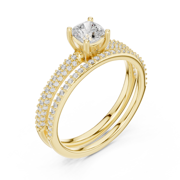 Gold Lustrous Embrace Pavé Band Ring Right View