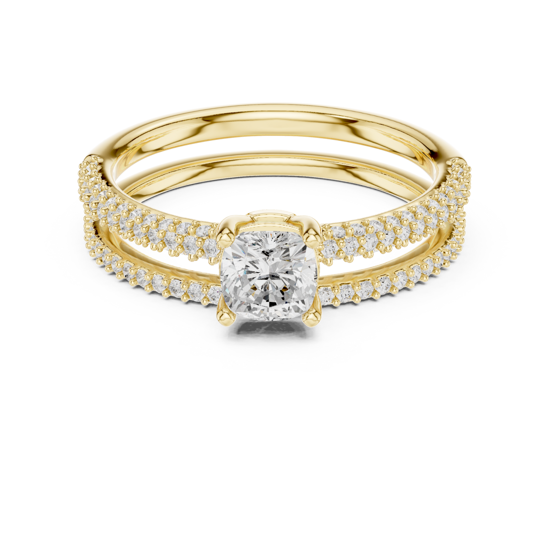 Gold Lustrous Embrace Pavé Band Ring Right View