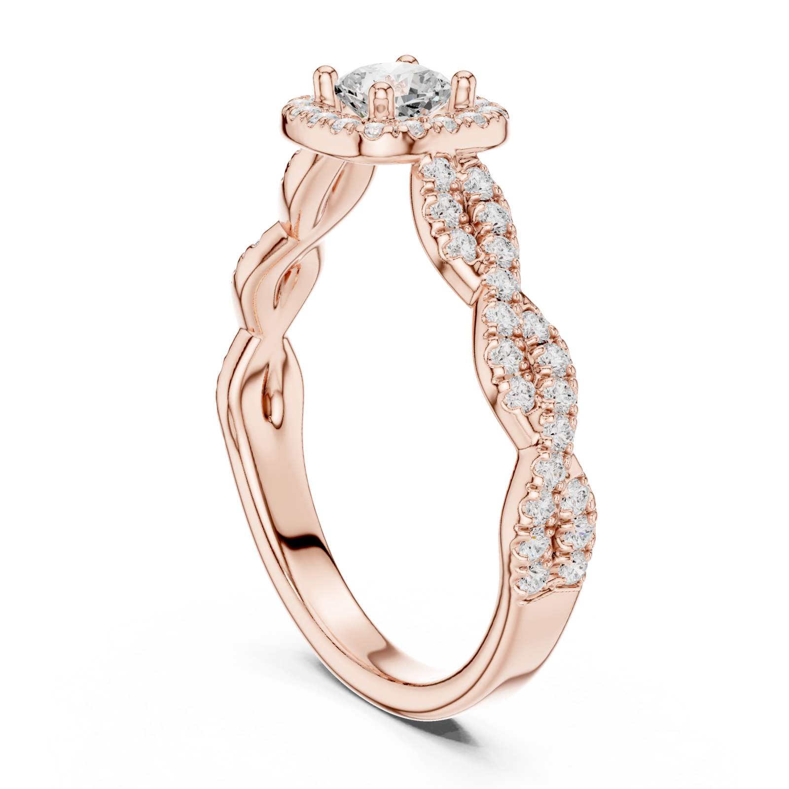  Rose Gold Eternal Vow Embrace Luxe Solitaire Ring Left View