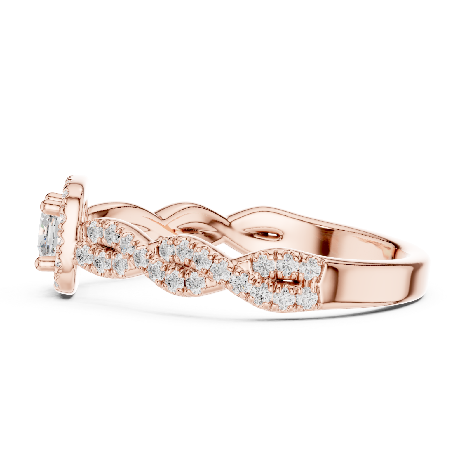  Rose Gold Eternal Vow Embrace Luxe Solitaire Ring Side View
