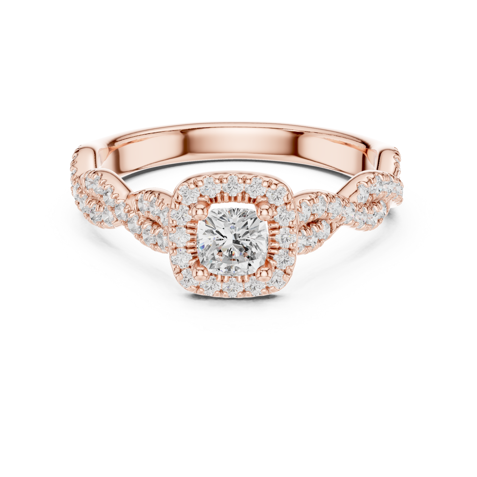  Rose Gold Eternal Vow Embrace Luxe Solitaire Ring Front View