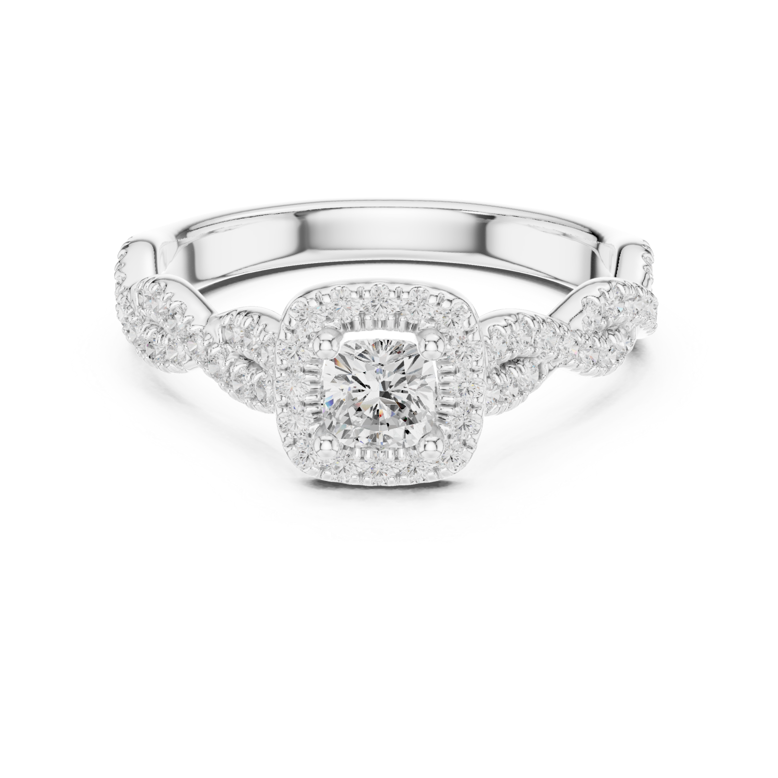  White Gold Eternal Vow Embrace Luxe Solitaire Ring Front View