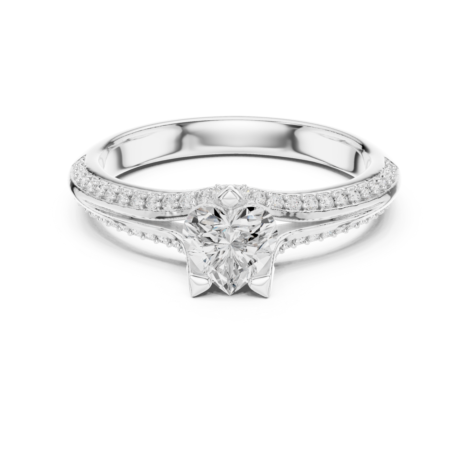  White Gold Celestial Love Wave Statement Band Front View