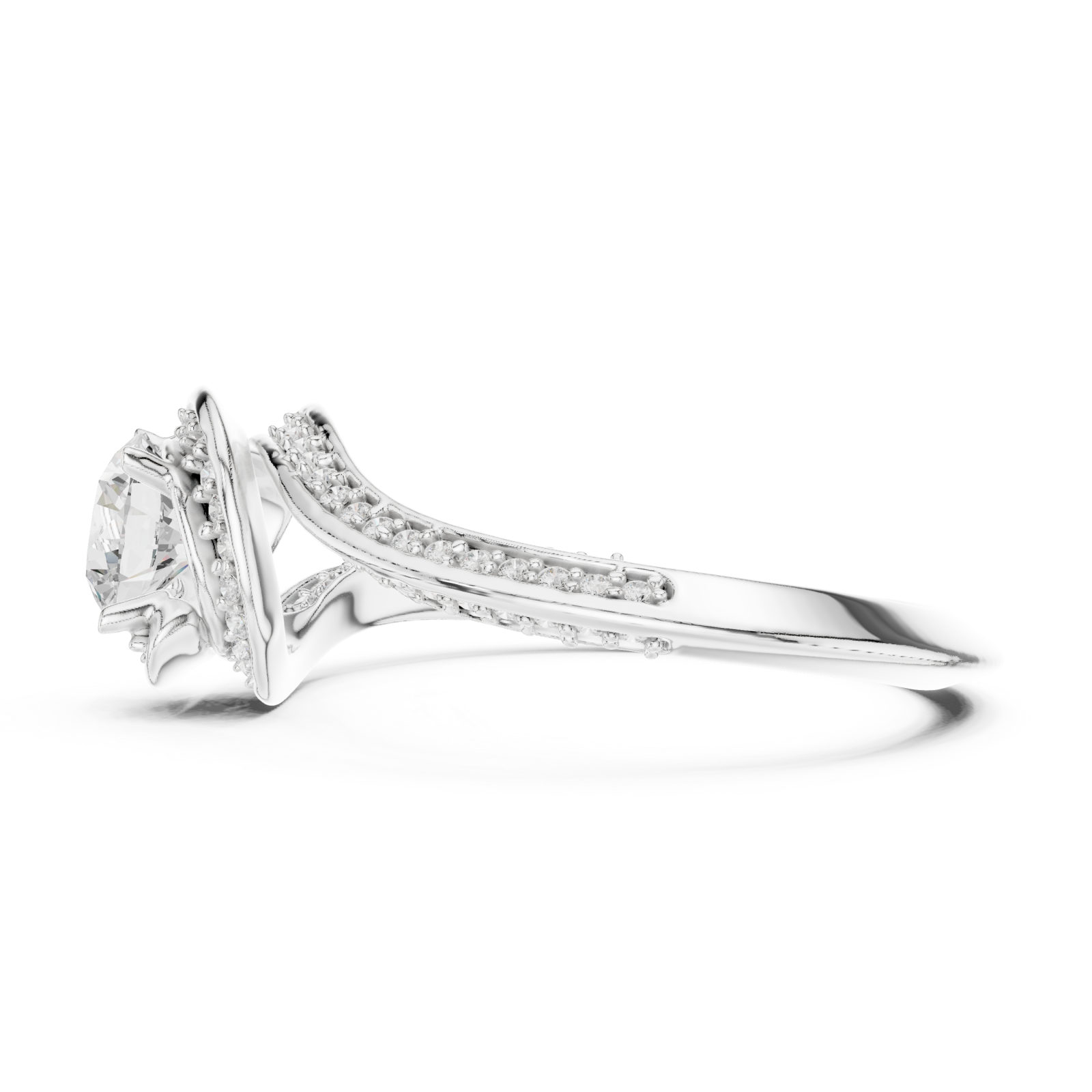  White Gold Eternal Promise Whisper Band Ring Side View