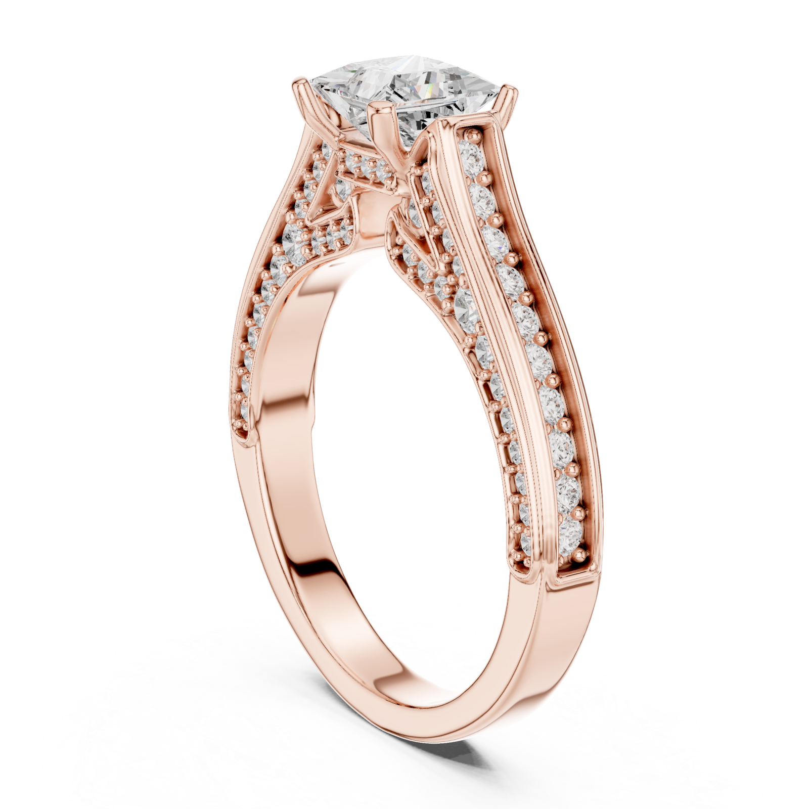  Rose Gold Elegant Splendor Accent Band Ring Left View