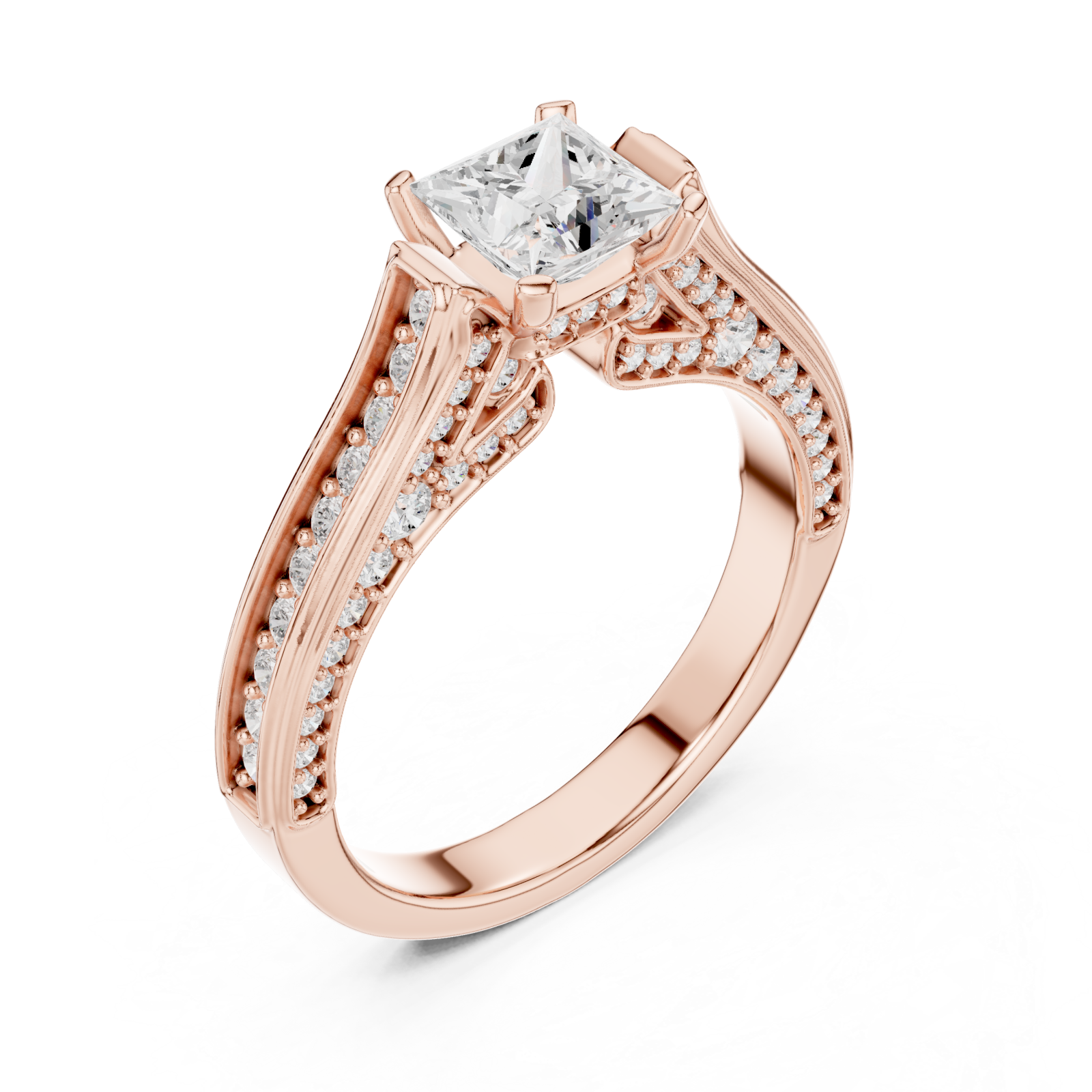  Rose Gold Elegant Splendor Accent Band Ring Right View