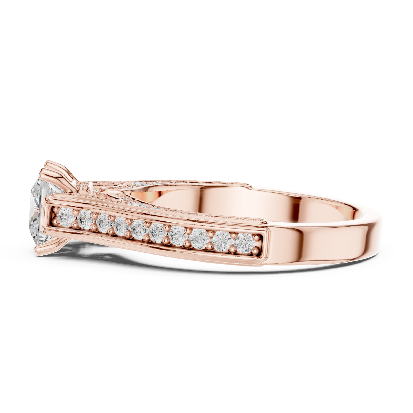  Rose Gold Elegant Splendor Accent Band Ring Side View
