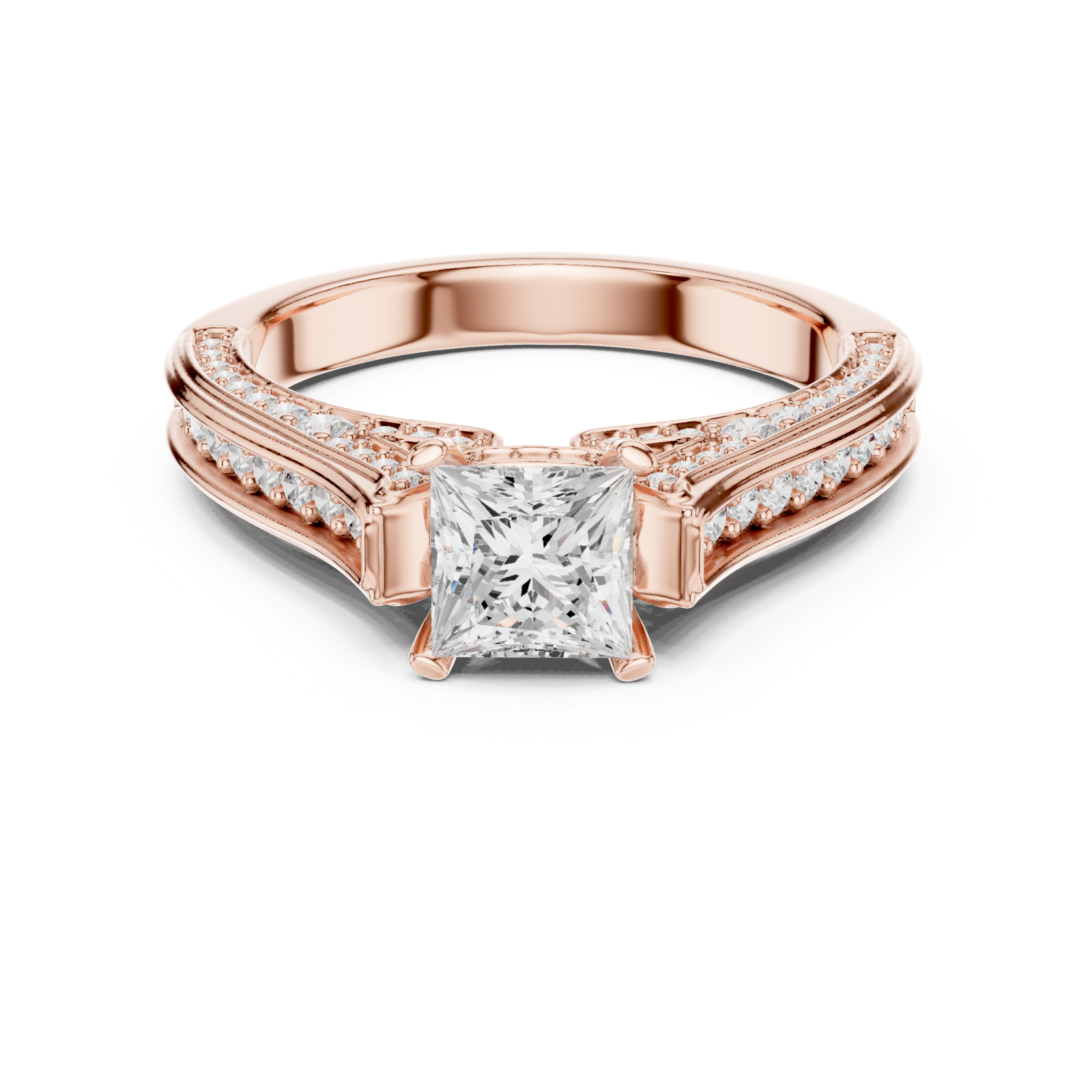  Rose Gold Elegant Splendor Accent Band Ring Front View