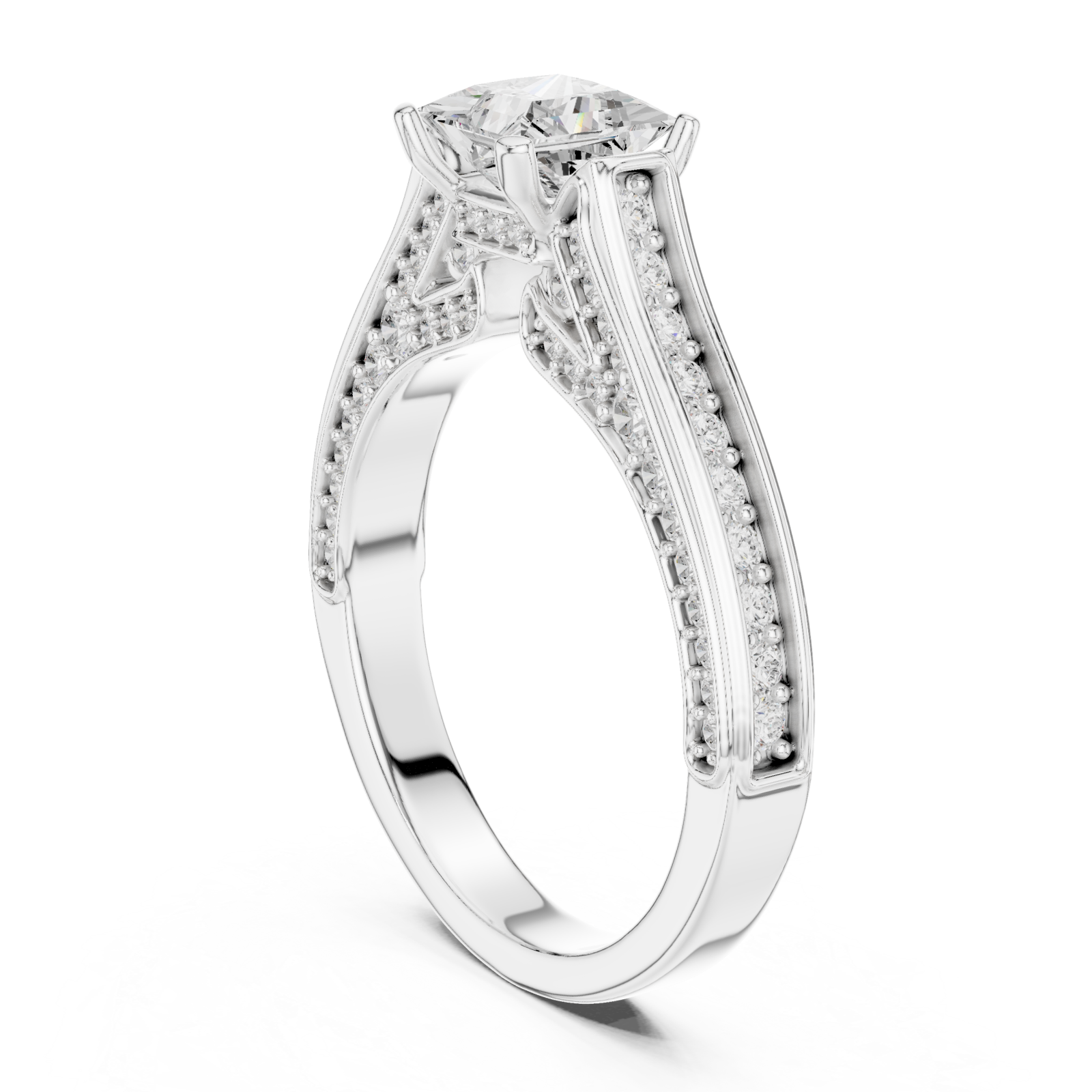  White Gold Elegant Splendor Accent Band Ring Left View