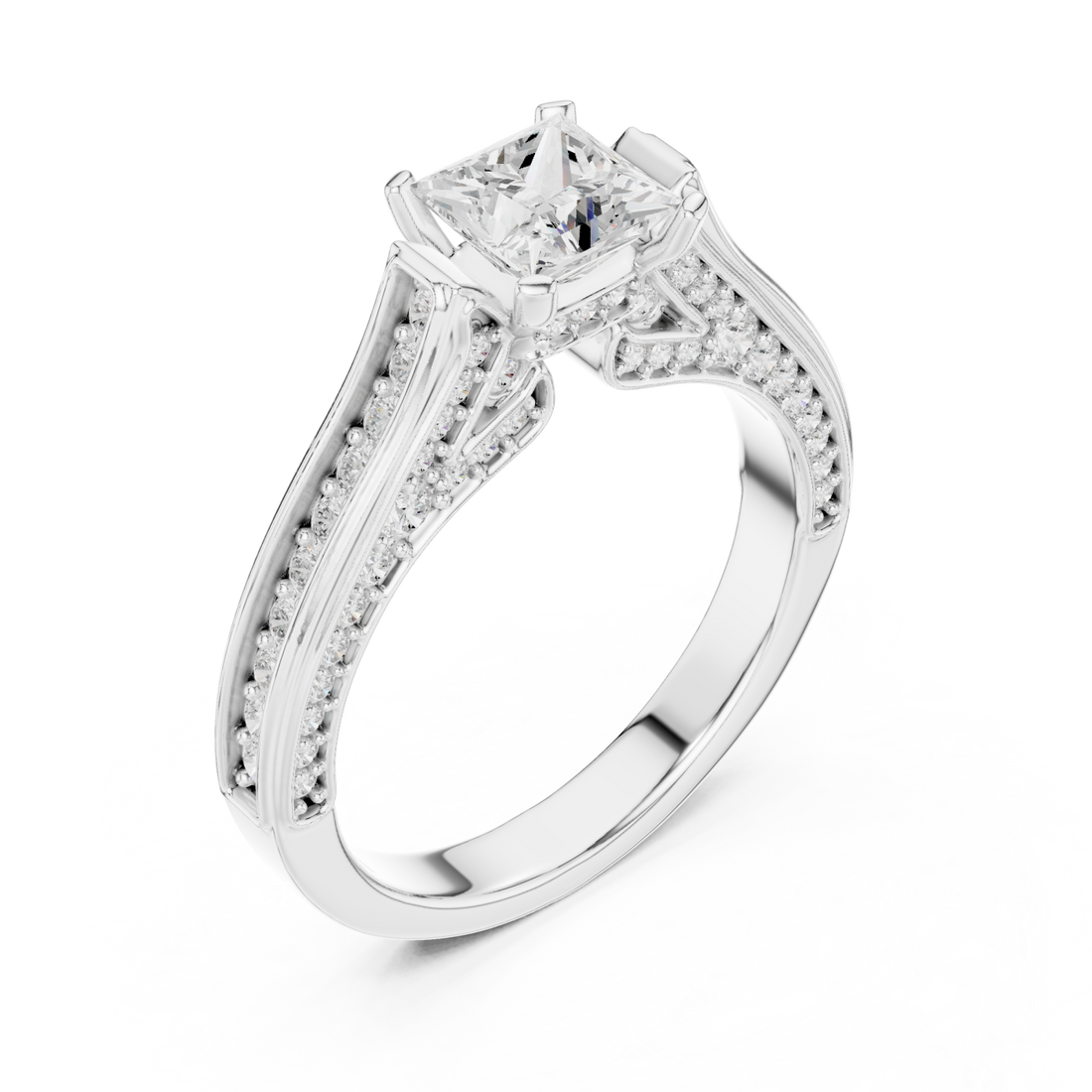  White Gold Elegant Splendor Accent Band Ring Right View