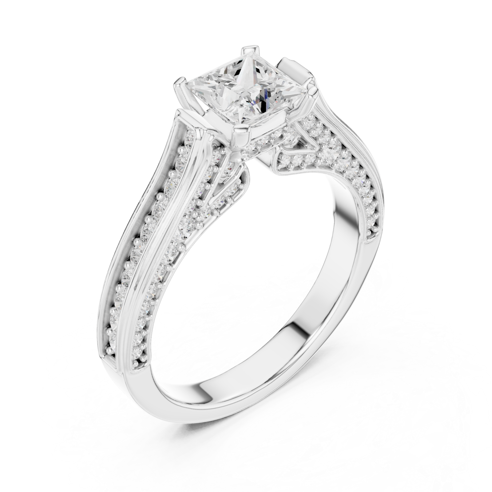 White Gold Elegant Splendor Accent Band Ring Right View