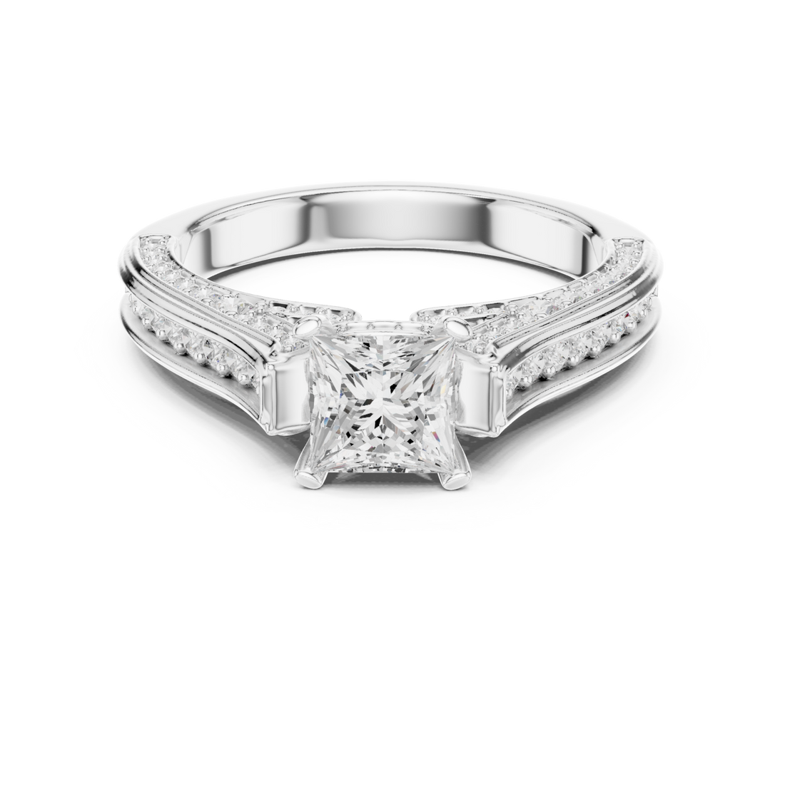  White Gold Elegant Splendor Accent Band Ring Right View